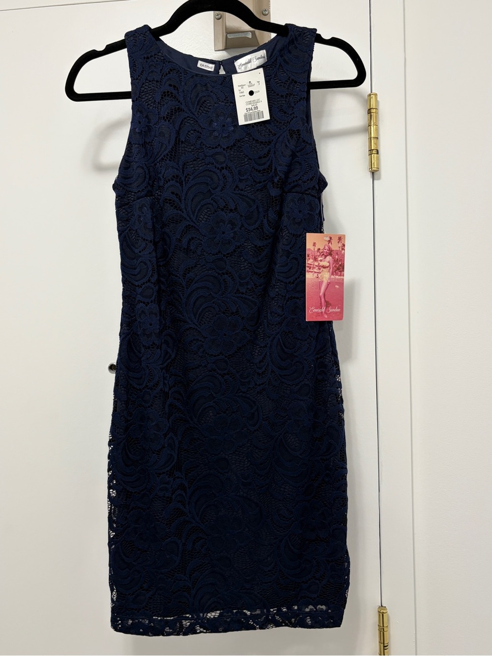 NWT Sleeveless Navy Lace Sheath Dress - Medium
